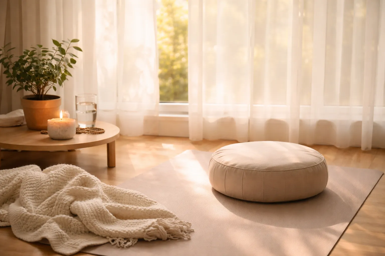 Espacio de respiración para embarazadas: ambiente sereno para practicar ejercicios de calma